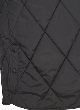 Long quilted high-neck jacket with pockets, Black, Packshot image number 3