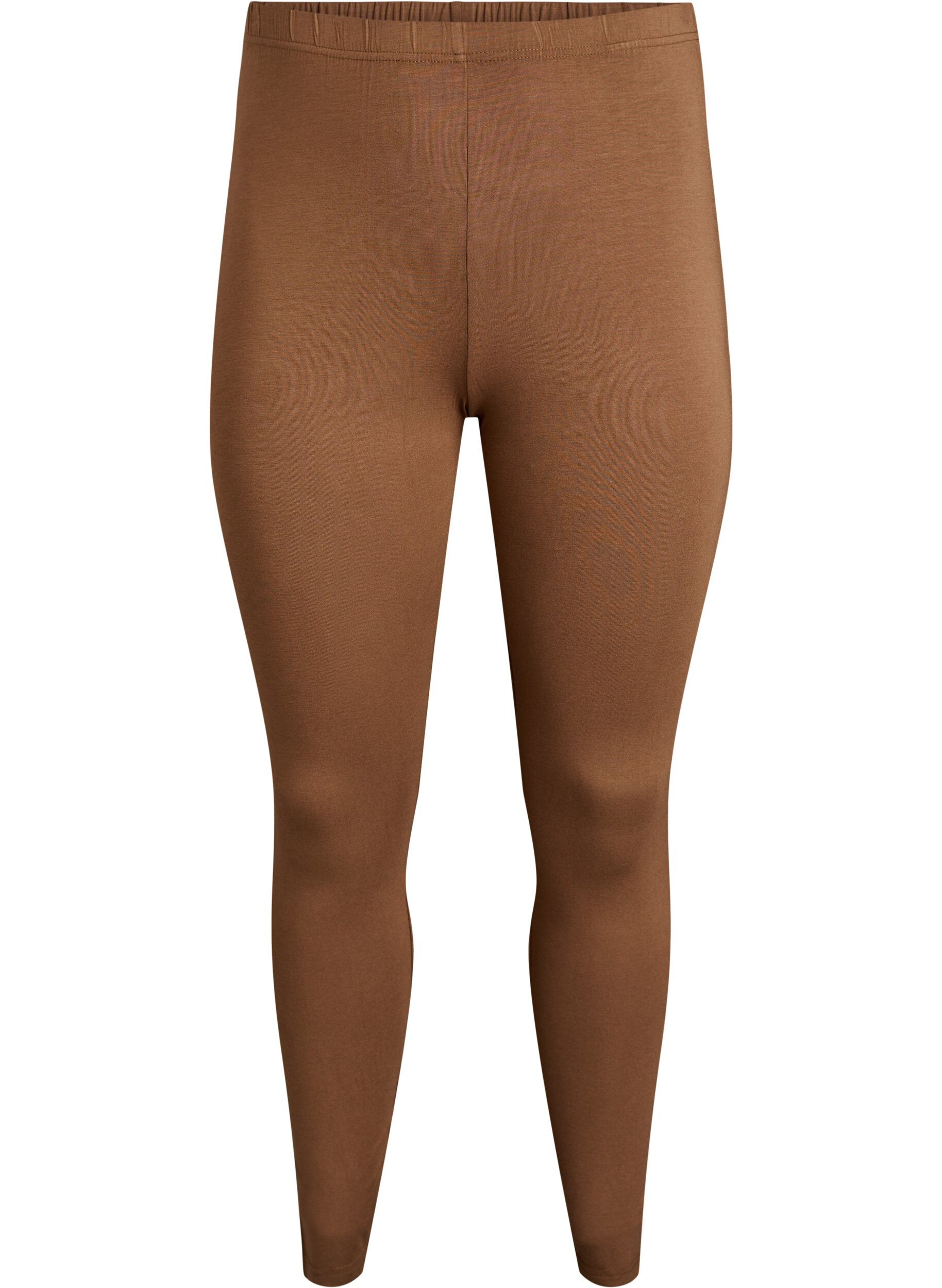 Zizzifashion Basic leggings in viscose, Brown, Packshot image number 0