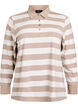 Long-sleeved polo shirt with stripes, Beige, Packshot image number 0