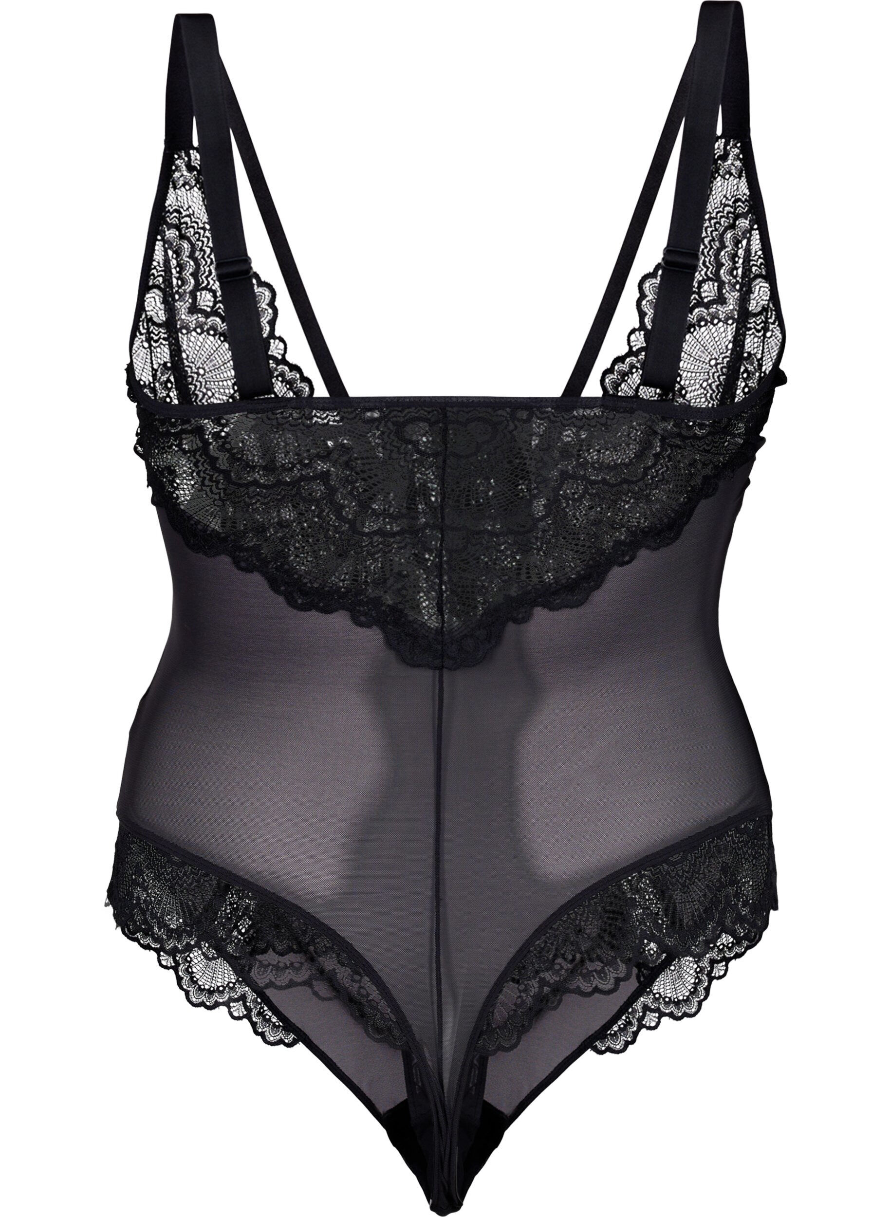 Zizzifashion Body in mesh and lace, Black, Packshot image number 1