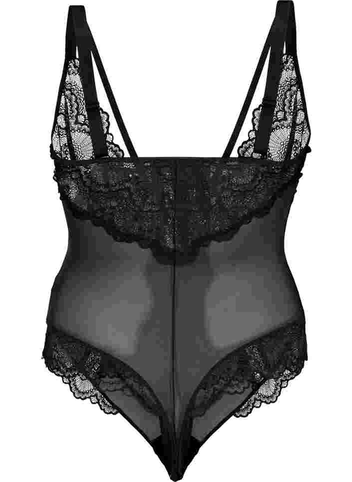 Body in mesh and lace, Black, Packshot image number 1