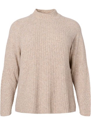 Turtleneck sweater with ribbed texture, Simply Taupe Mel., Packshot image number 0