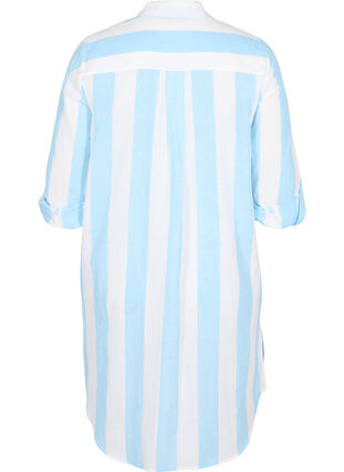 Striped cotton shirt with 3/4 sleeves, Blue Bell Stripe, Packshot image number 1