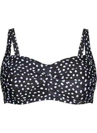 Printed bikini top, Black White Dot, Packshot image number 0