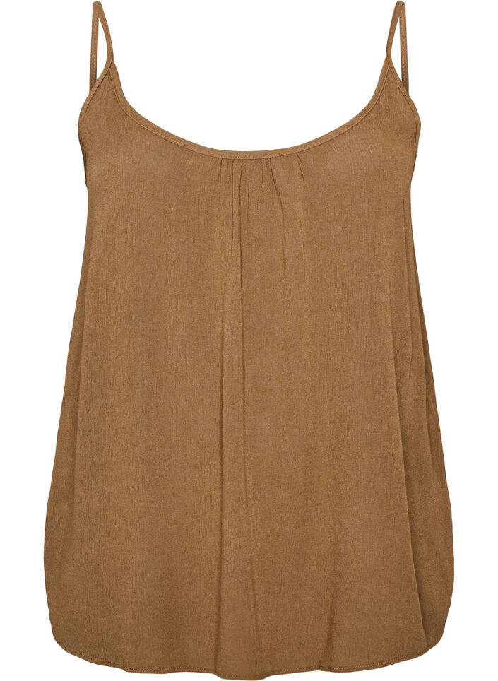 Strap top in viscose, Brown, Packshot image number 0