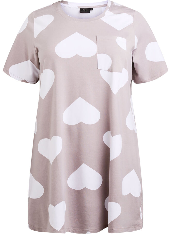 Long night t-shirt in a modal blend with hearts, Grey, Packshot image number 0