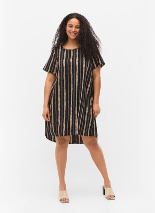 Dress with shorts sleeves, Graphic Stripe, Model image number 2
