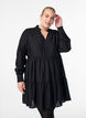 A-line dress with ruffle collar, Black, Model image number 0