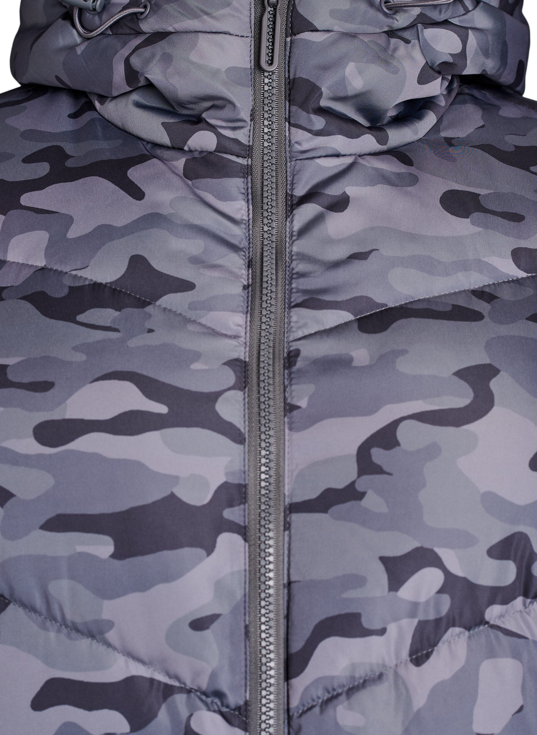 Zizzifashion Long camouflage puffer jacket, Dark Grey, Packshot image number 2