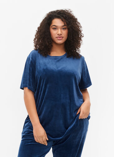 Velour T-shirt, Insignia Blue, Model image number 0
