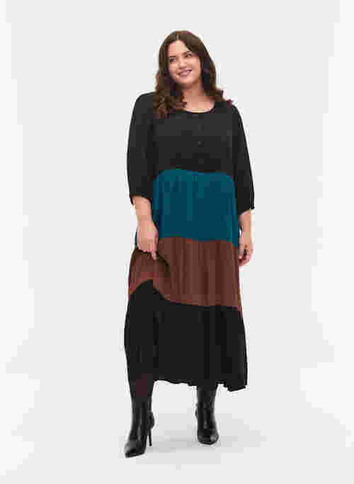 Viscose dress with colorblock pattern