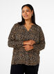 Long-sleeved blouse with leopard print and V-neck, Brown, Model image number 0