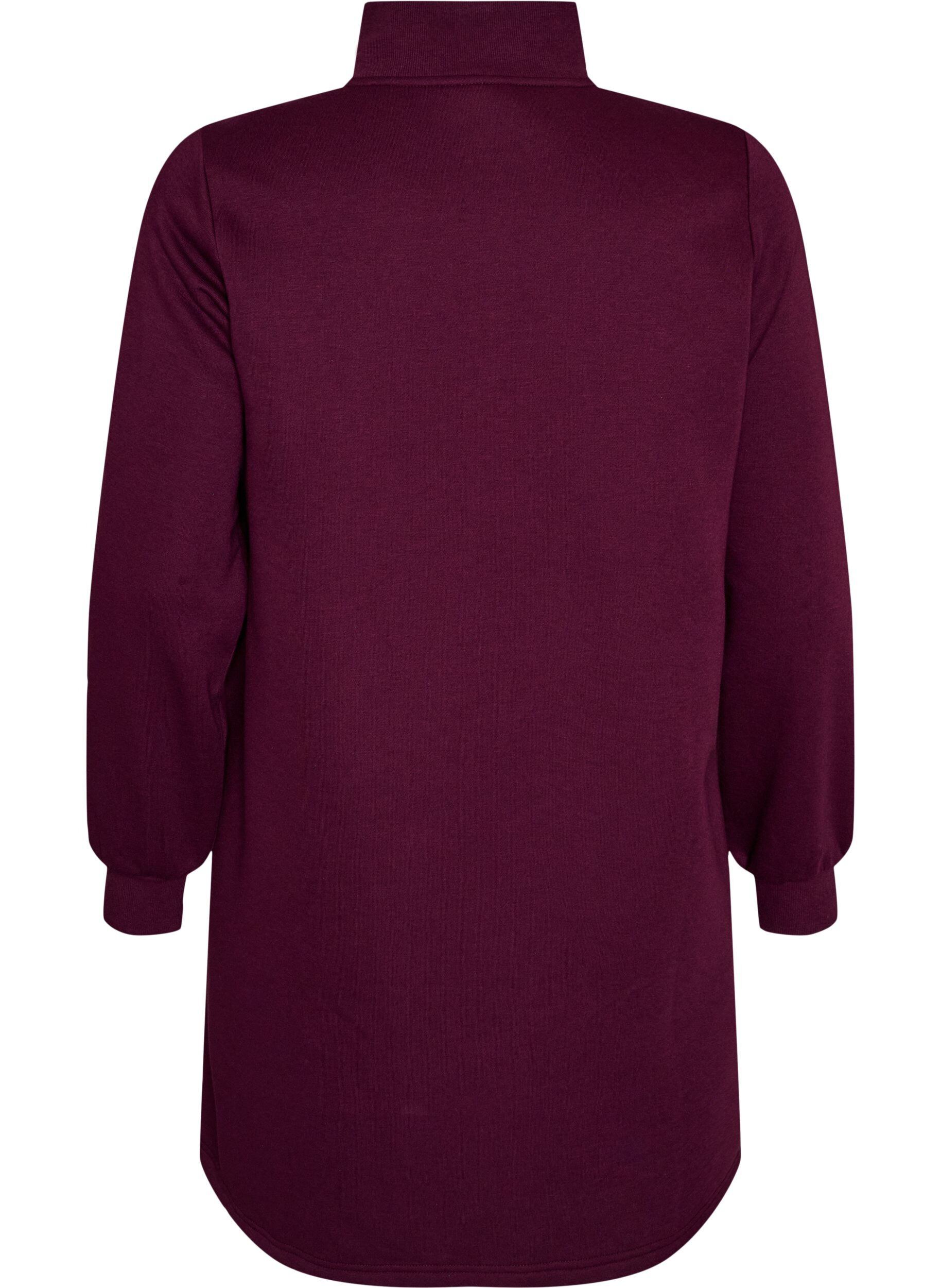 ZizzifashionSweatshirt dress with a high ribbed collar and zip, Purple, Packshot image number 1