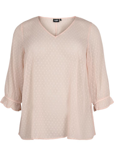 FLASH - Blouse with 3/4 sleeves and textured pattern, Adobe Rose, Packshot image number 0