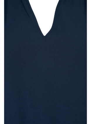 Viscose blouse with long sleeves and smock, Navy Blazer, Packshot image number 2