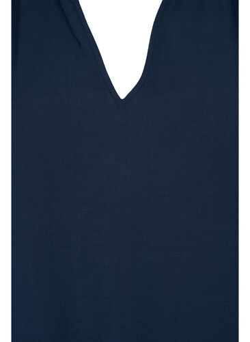 Viscose blouse with long sleeves and smock, Navy Blazer, Packshot image number 2