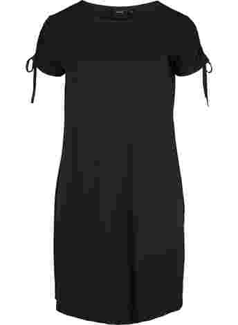 Short sleeved viscose dress with tie detail