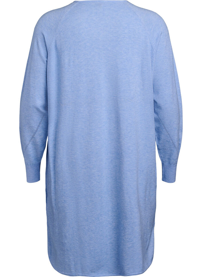 Knitted dress with a round neck and knitted pattern, Della R. Blue Mel., Packshot image number 1