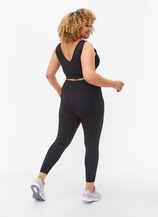 Solid-coloured gym leggings, Black, Model image number 1