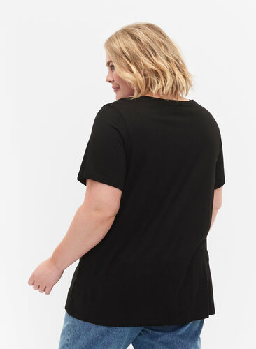 Short sleeve t-shirt with a-shape, Black, Model image number 1