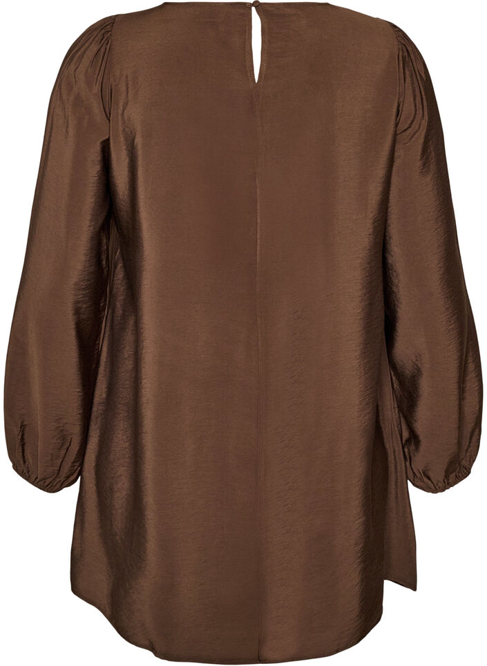 Tunic in viscose with lace detail, Brown, Packshot image number 1