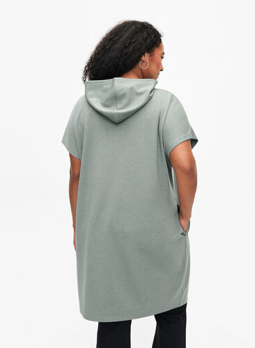 Short sleeve sweat dress in modal mix, Chinois Green, Model image number 1