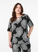 Short sleeve viscose Blouse with print, Black, Model image number 0