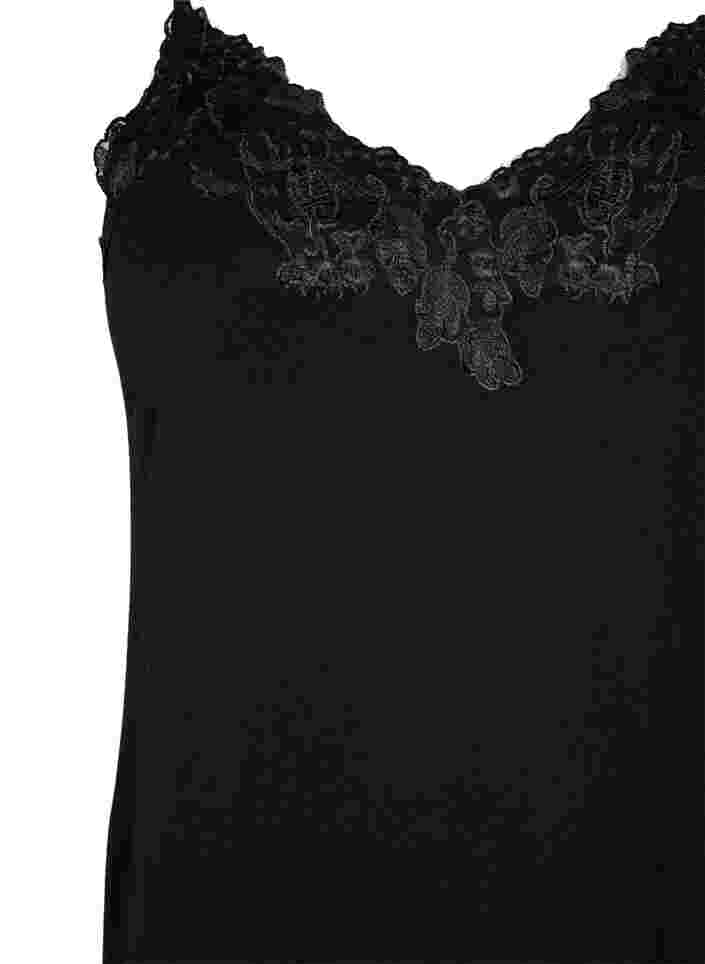 Viscose nightie with lace, Black, Packshot image number 2