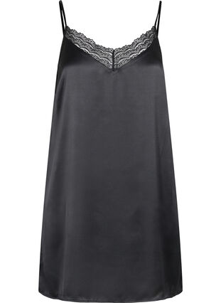 Nightdress with lace details, Black, Packshot image number 0