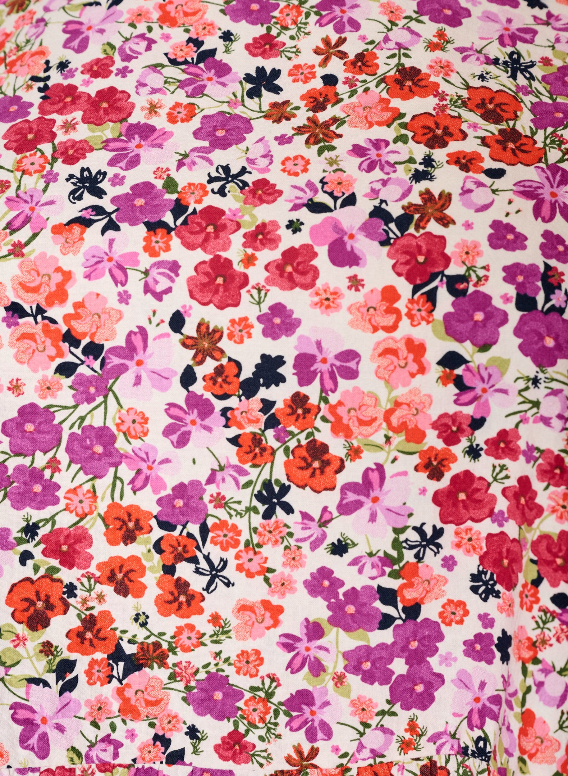 ZizzifashionFloral cotton dress with ruffles and V-neck, Pink, Packshot image number 2