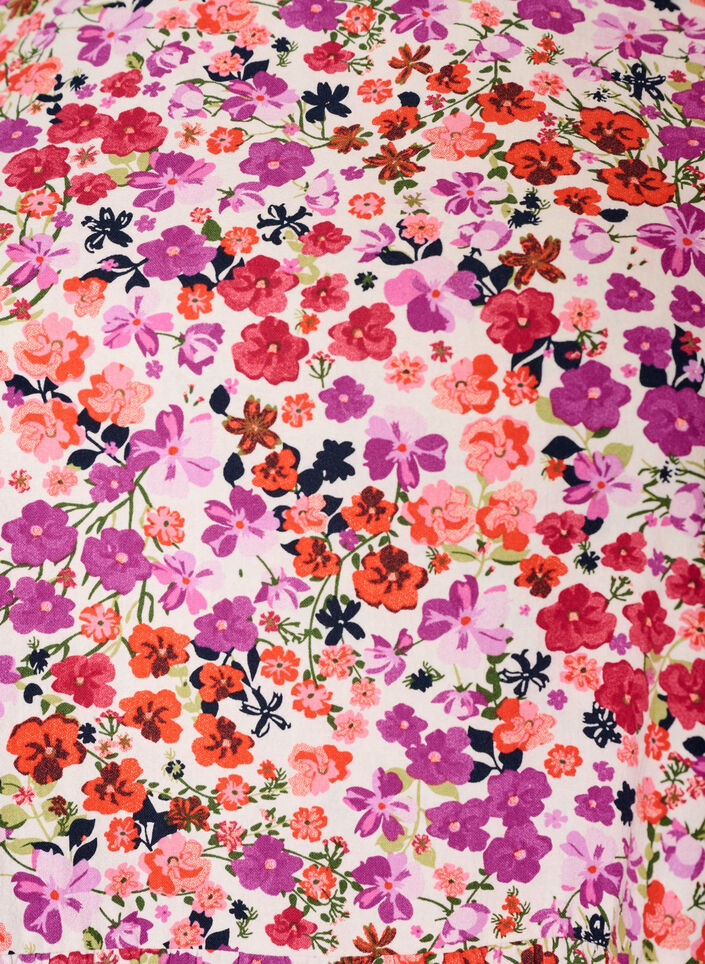 Floral cotton dress with ruffles and V-neck, Pink, Packshot image number 2