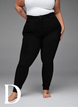 Super slim jeans with high waist, Black, Model image number 8