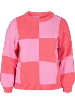 Checkered jumper, Begonia Pink Comb, Packshot image number 0