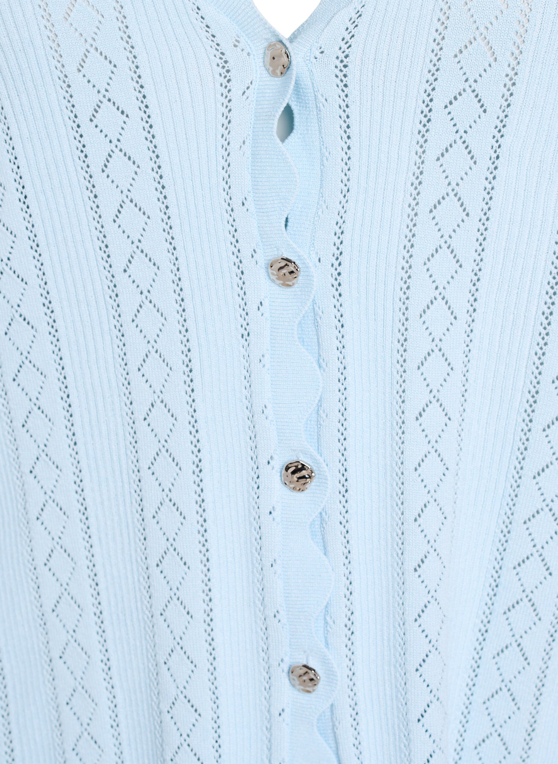ZizzifashionCardigan with eyelet embroidery and wavy edges, Light Blue, Packshot image number 2