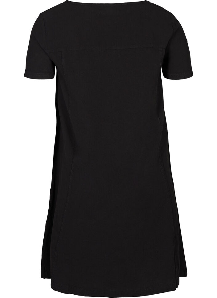 Short-sleeved cotton dress, Black, Packshot image number 1