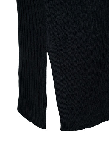 Oversized Knit Dress with Slit, Black, Packshot image number 3
