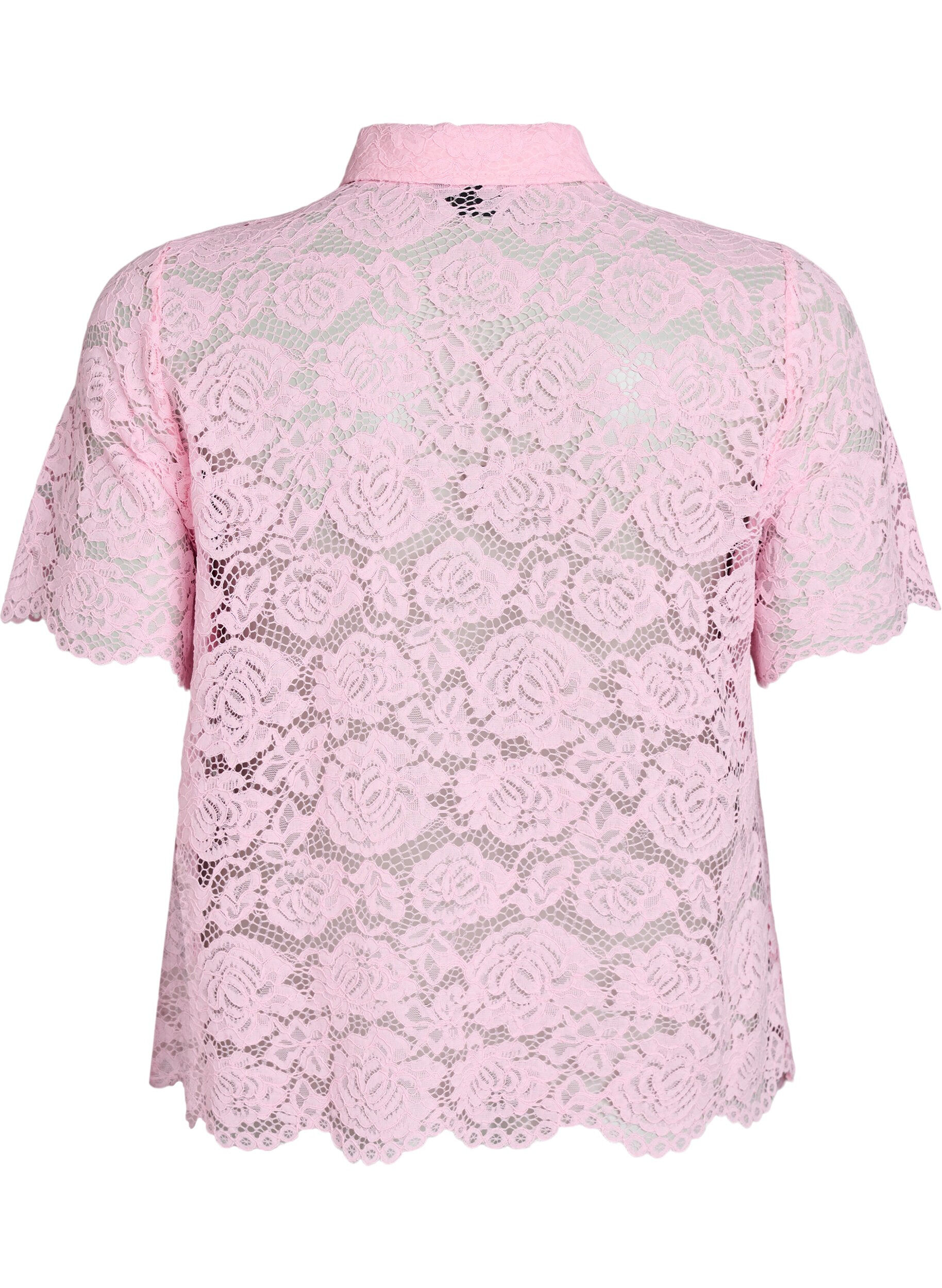 ZizzifashionLace shirt blouse with pearl buttons, Rose, Packshot image number 1