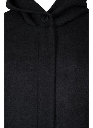 Coat with a hood and A-line cut, Black, Packshot image number 2