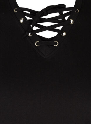 Organic cotton t-shirt with tie-string detail, Black, Packshot image number 2