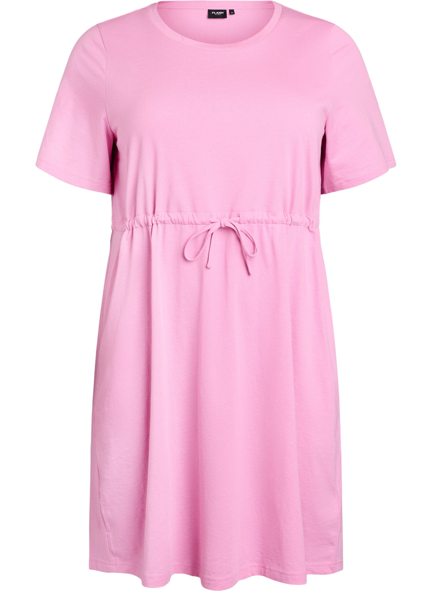 FLASH - Short T-shirt dress with tie belt