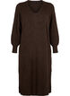 Long-sleeved knitted dress with V-neck, Brown, Packshot image number 0
