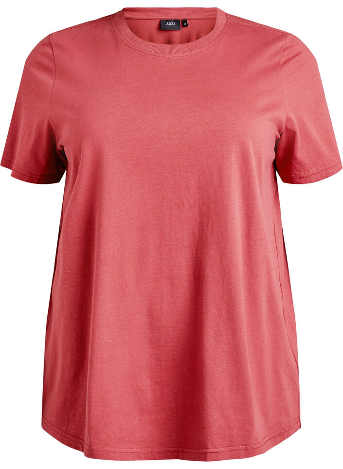 Basic cotton T-shirt with round neck, Red, Packshot image number 0