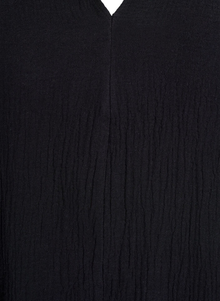 Cotton muslin tunic with short sleeves, Black, Packshot image number 2