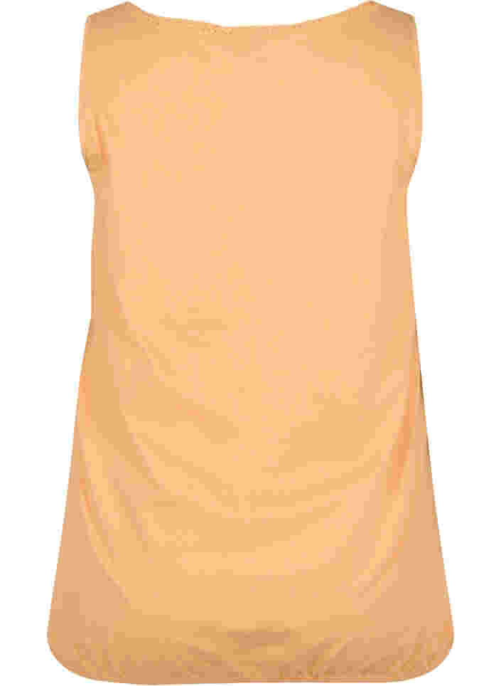 Cotton top with rounded neckline and lace trim, Apricot Nectar, Packshot image number 1