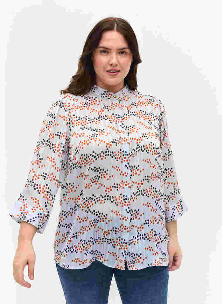 Printed shirt with 3/4 sleeves, Multi Dot, Model image number 0
