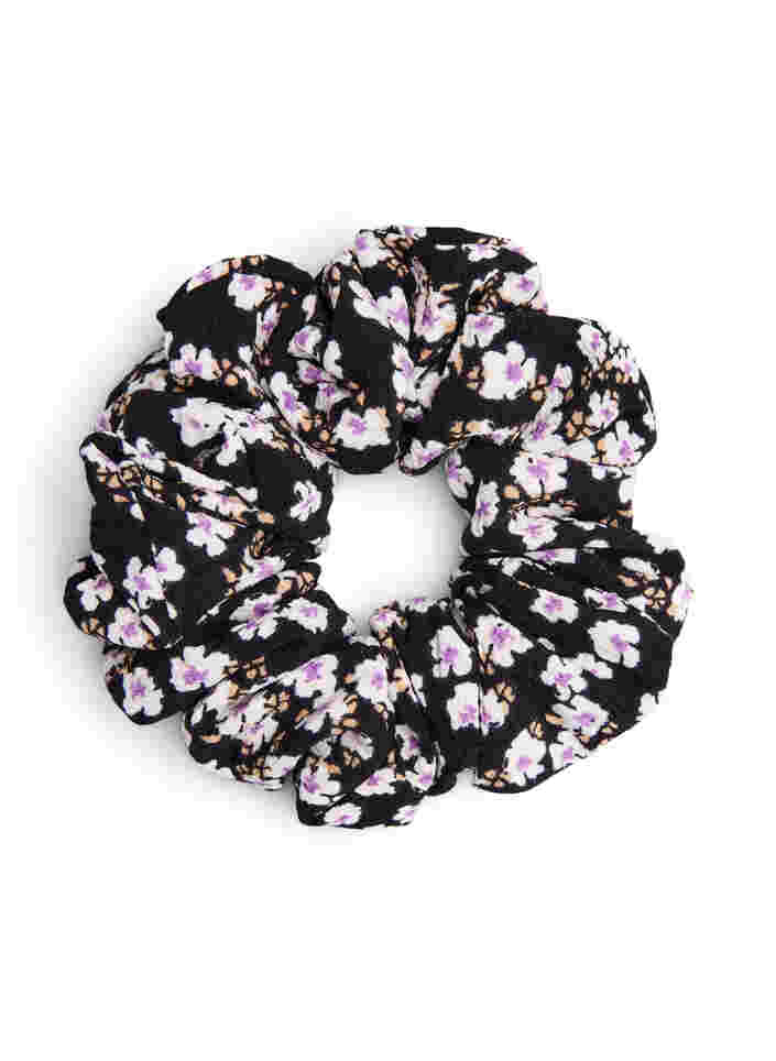 Plain scrunchie, White/Purple AOP, Packshot image number 0