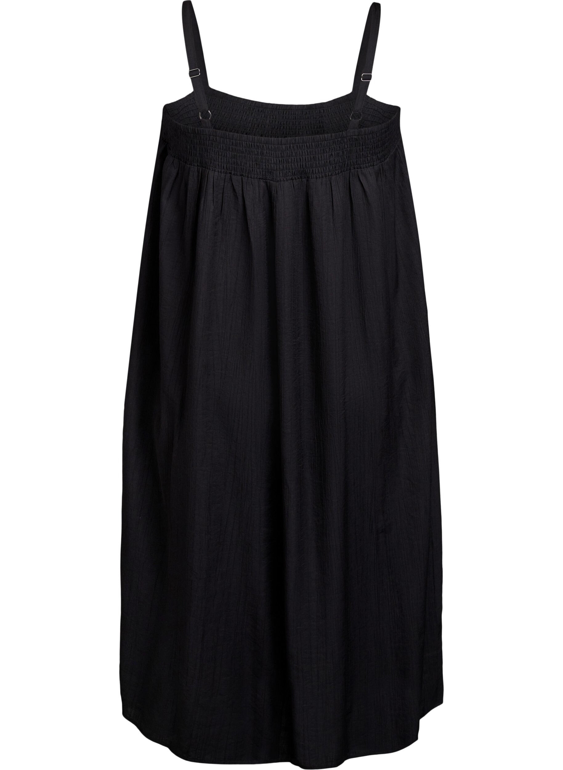Zizzifashion Midi slip dress in viscose, Black, Packshot image number 1