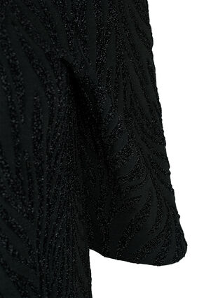 Patterned dress with glitter and short sleeves, Black/Black Lurex, Packshot image number 3