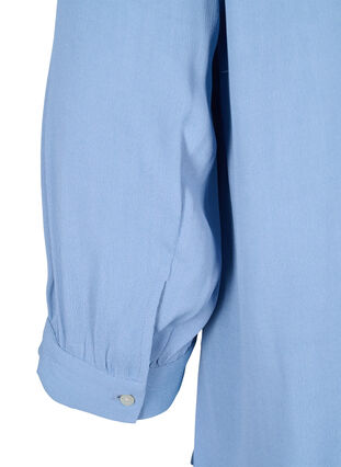 Viscose blouse with 3/4-length sleeves, Forever Blue, Packshot image number 3