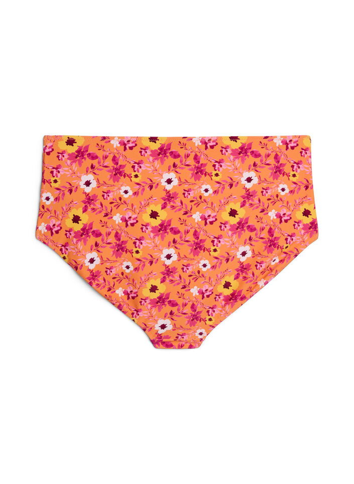 High-waisted bikini bottoms with pattern, Orange, Packshot